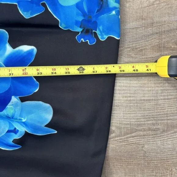 Calvin Klein Blue Black Sleeveless Floral Fit & Flare Cocktail Dress Sz 8 Spring - Picture 11 of 11